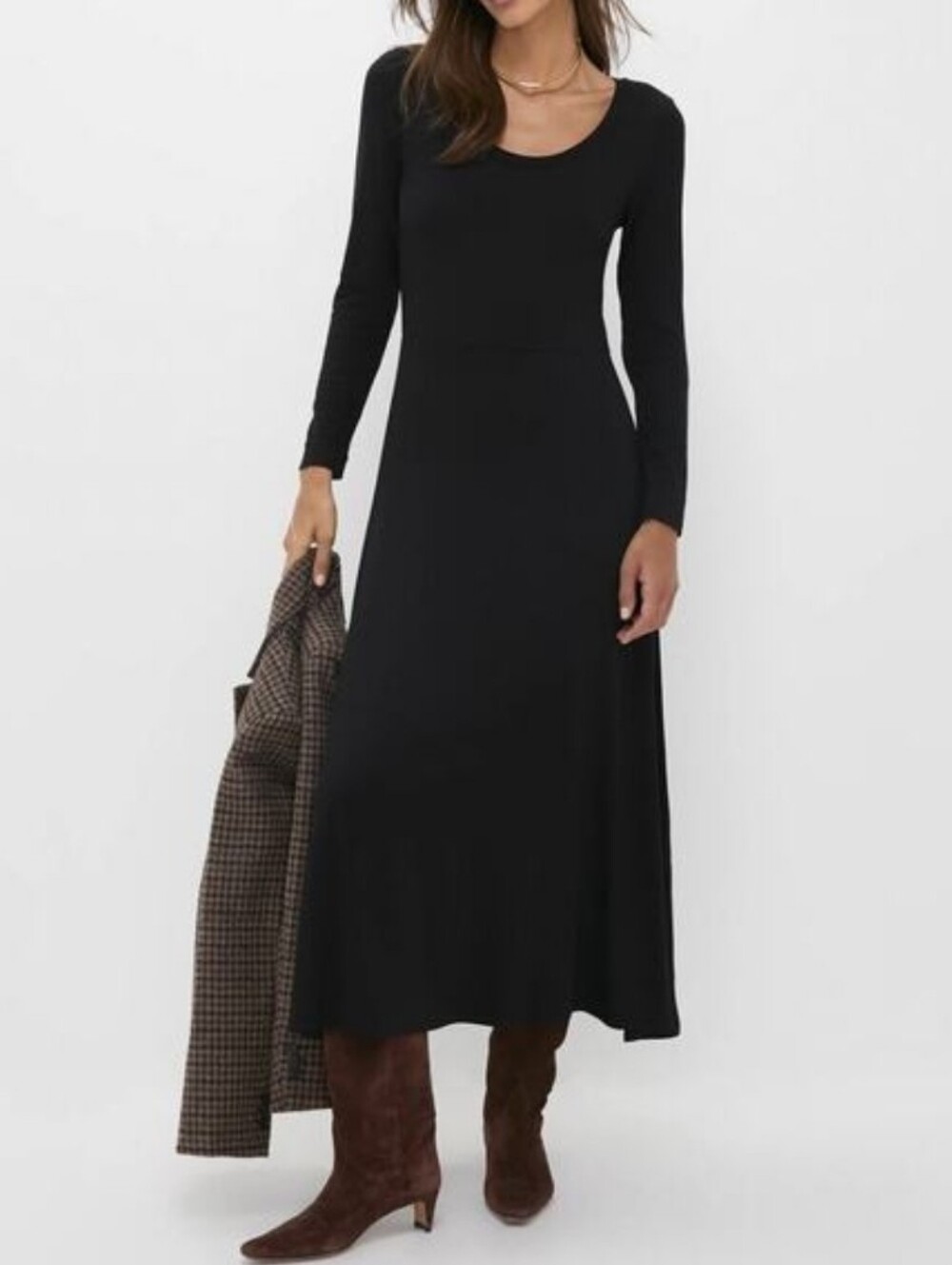 NWT Tuckernuck Sara Black Long Sleeve Midi Dress S